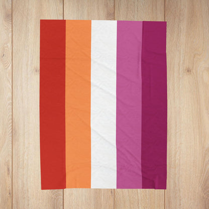 Lesbian Sunset Pride Flag Velveteen Plush Blanket