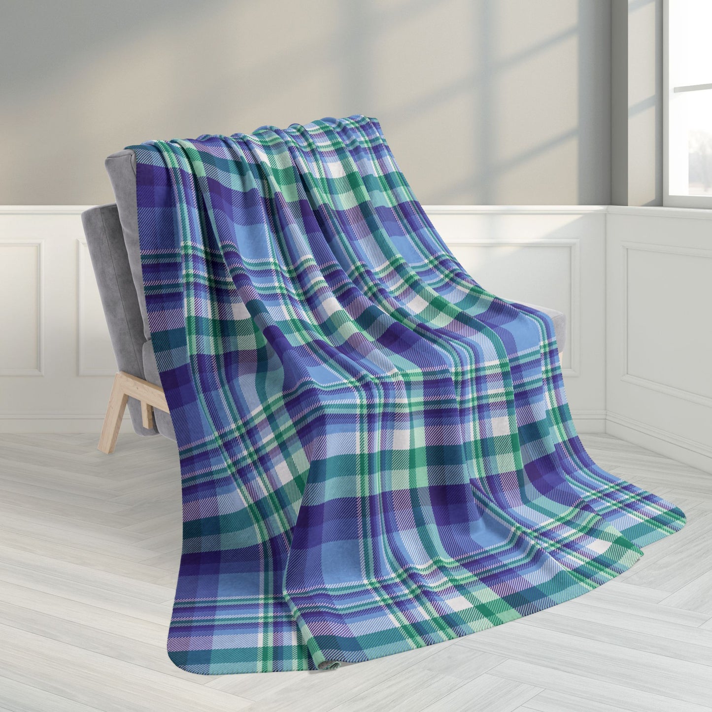 60" × 80" Grey Gay Men Pride Plaid Fleece Sherpa Blanket
