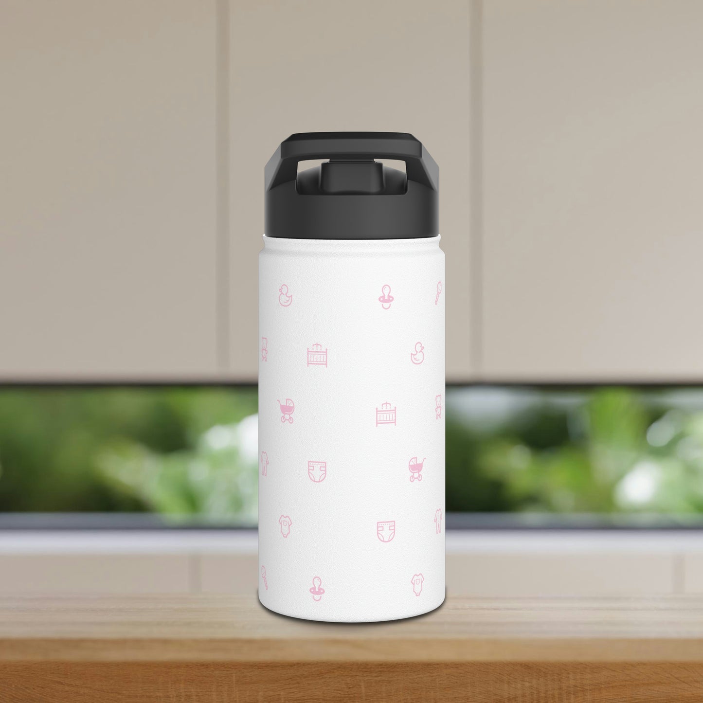 Girl Mama EST. 2023 Stainless-Steel BPA-free Water Bottle with Built-In Straw