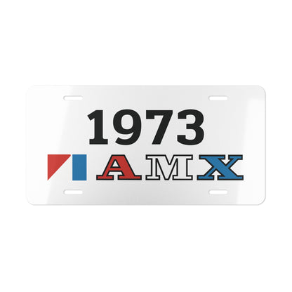 AMC Red, White & Blue AMX Logo Black Year White Custom Vanity Plates