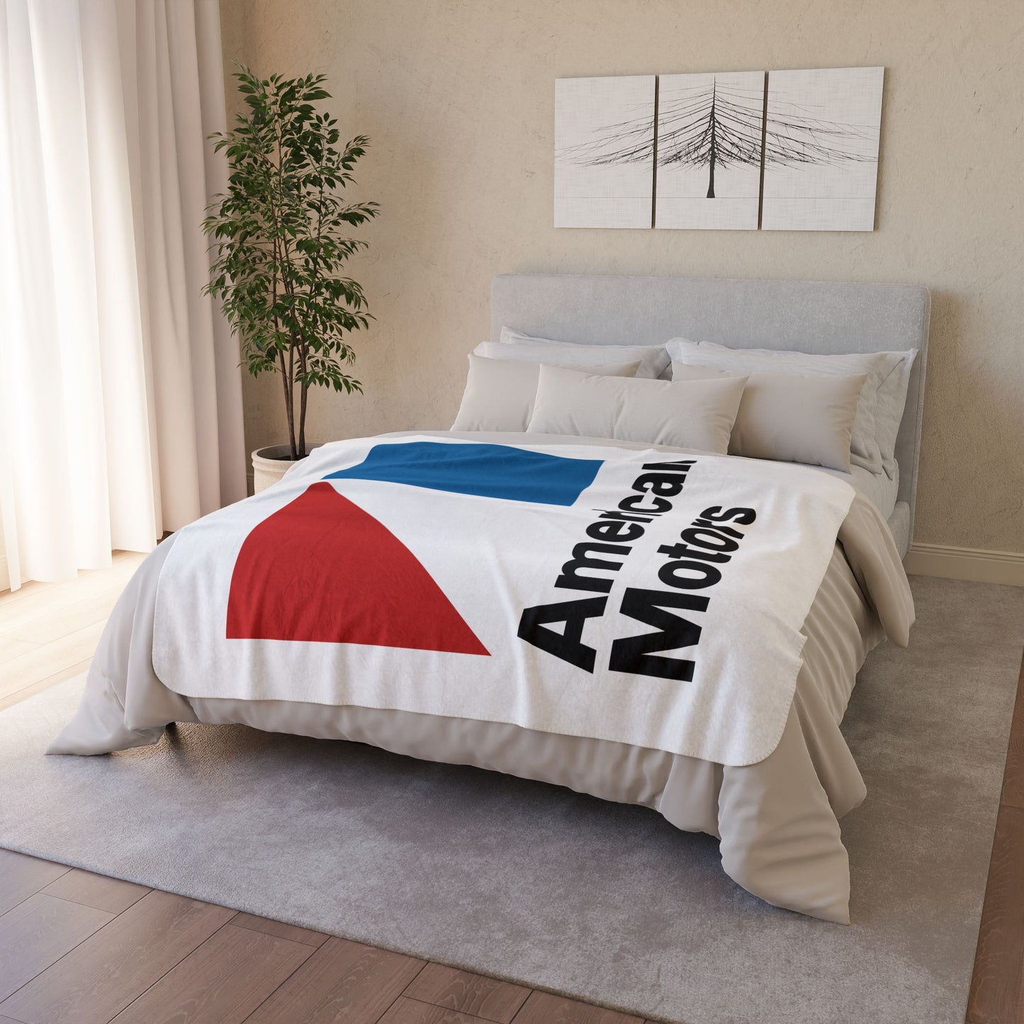 AMC Logo White Fleece Sherpa Blanket