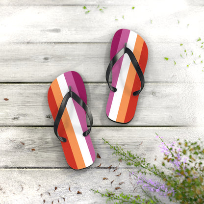S Black sole Lesbian Pride Flip Flops
