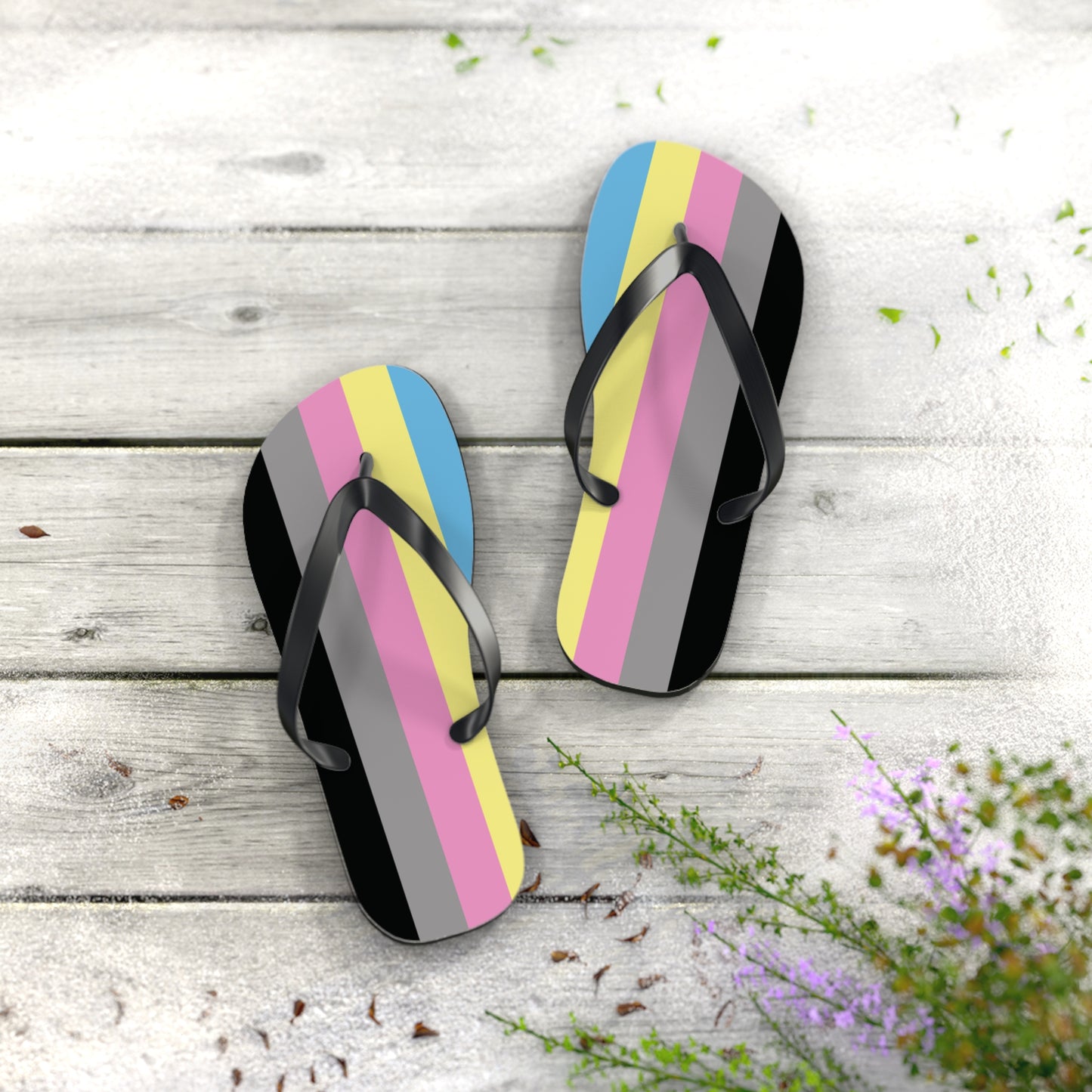 M Black sole Polygender Pride Flip Flops