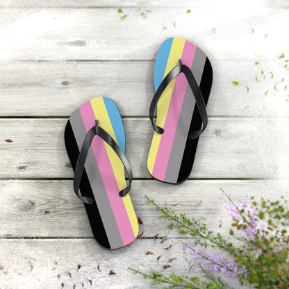 M Black sole Polygender Pride Flip Flops
