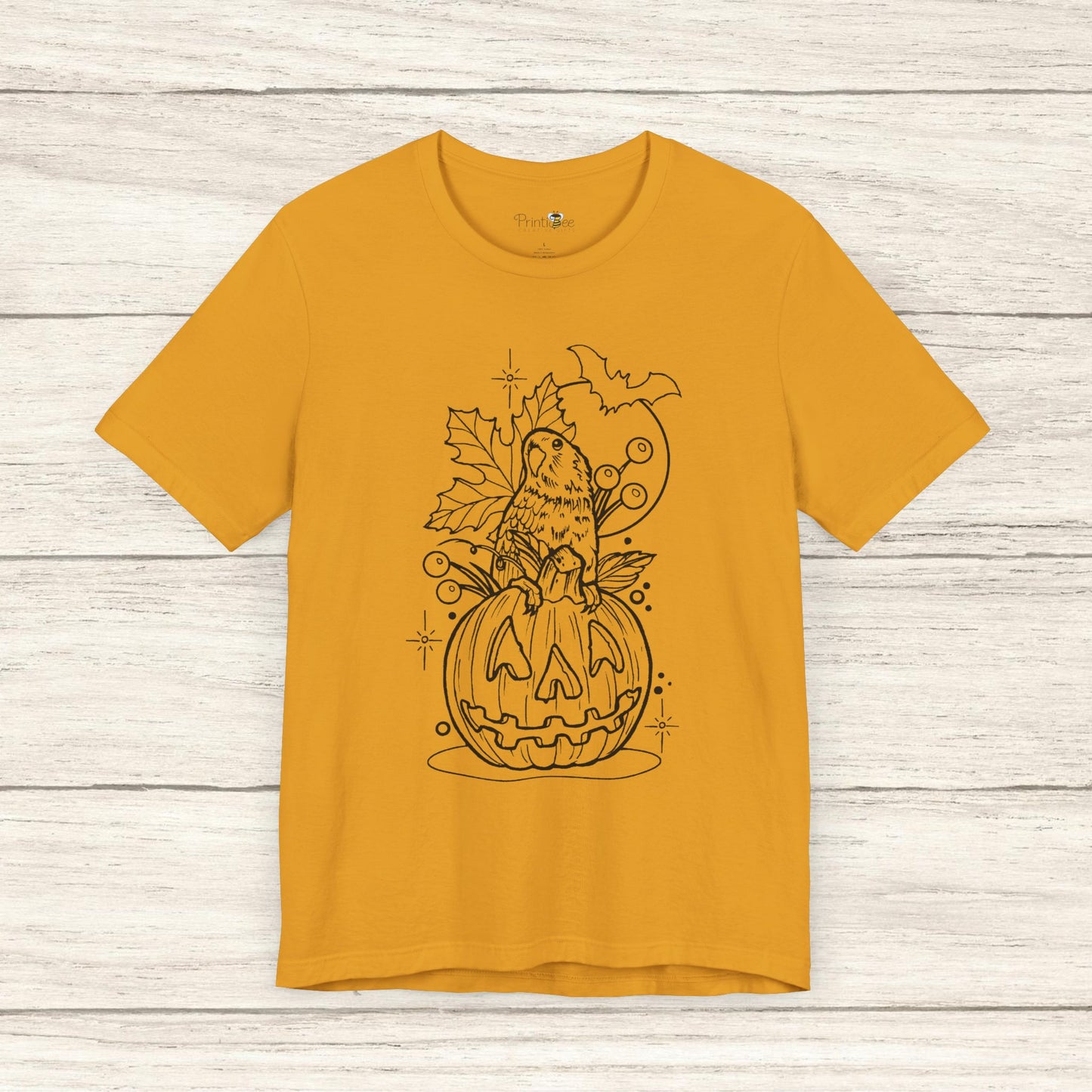 Lovebird on a Jack-o-Lantern, Line Art Tee