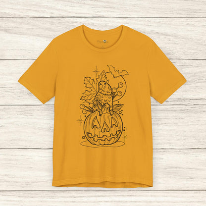 Lovebird on a Jack-o-Lantern, Line Art Tee