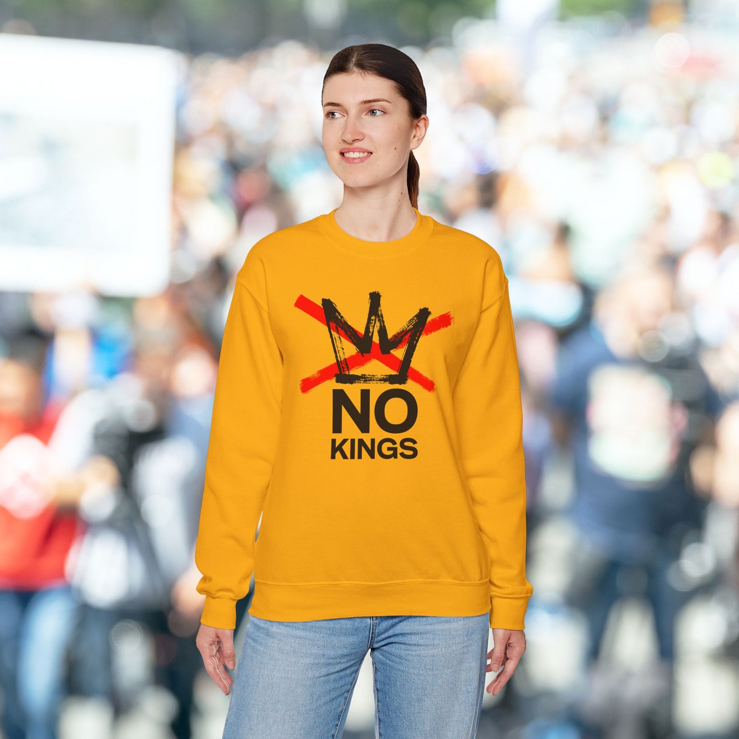 Gold No Kings Protest Sweatshirt