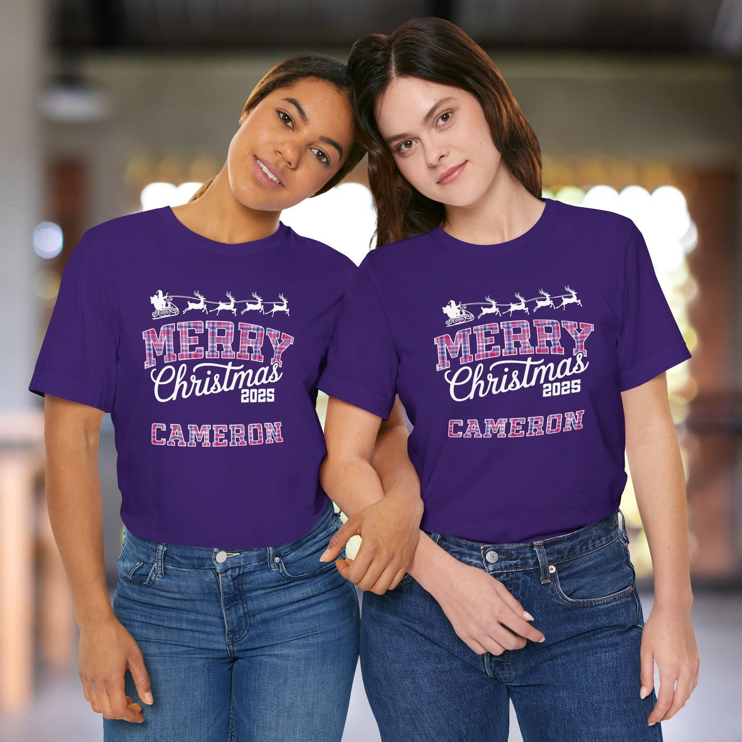 Custom Christmas Bisexual Pride Plaid Pajama Tee Top