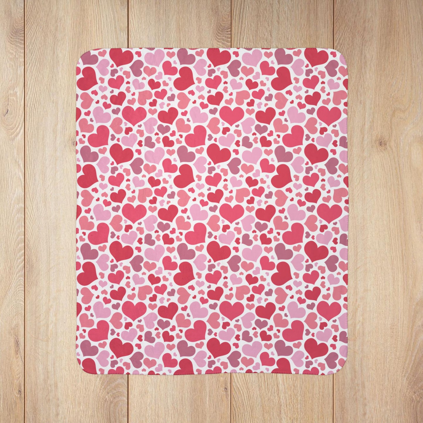 Full Hearts Valentine’s Day White Fleece Sherpa Blanket