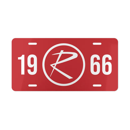 Rambler Logo Personalized Red & White Vanity Plates