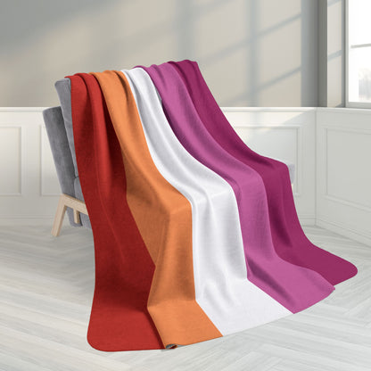 Lesbian Sunset Pride Flag Fleece Sherpa Blanket