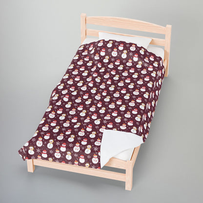 Non-Binary Girl Pride Snowmen Velveteen Plush Blanket