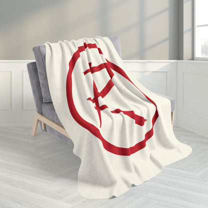 Rambler Red Logo Cream Fleece Sherpa Blanket