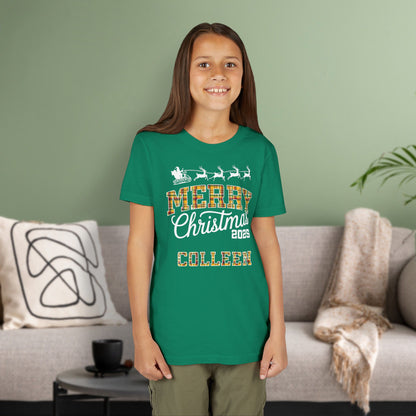 Kelly Custom Christmas Green & Gold Green Bay WI Plaid Kids Tee Youth Pajama Top