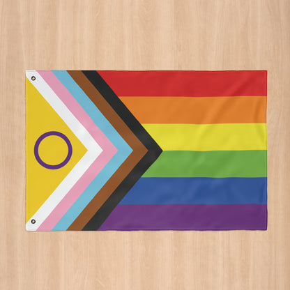 Intersex-Inclusive Rainbow Progress Pride Flag with Grommets