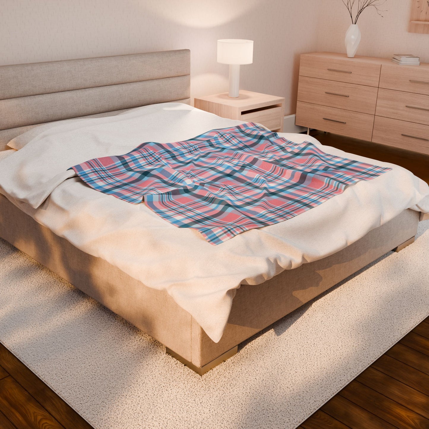Transgender Pride Plaid Velveteen Plush Blanket
