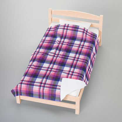 Genderfluid Pride Plaid Velveteen Plush Blanket