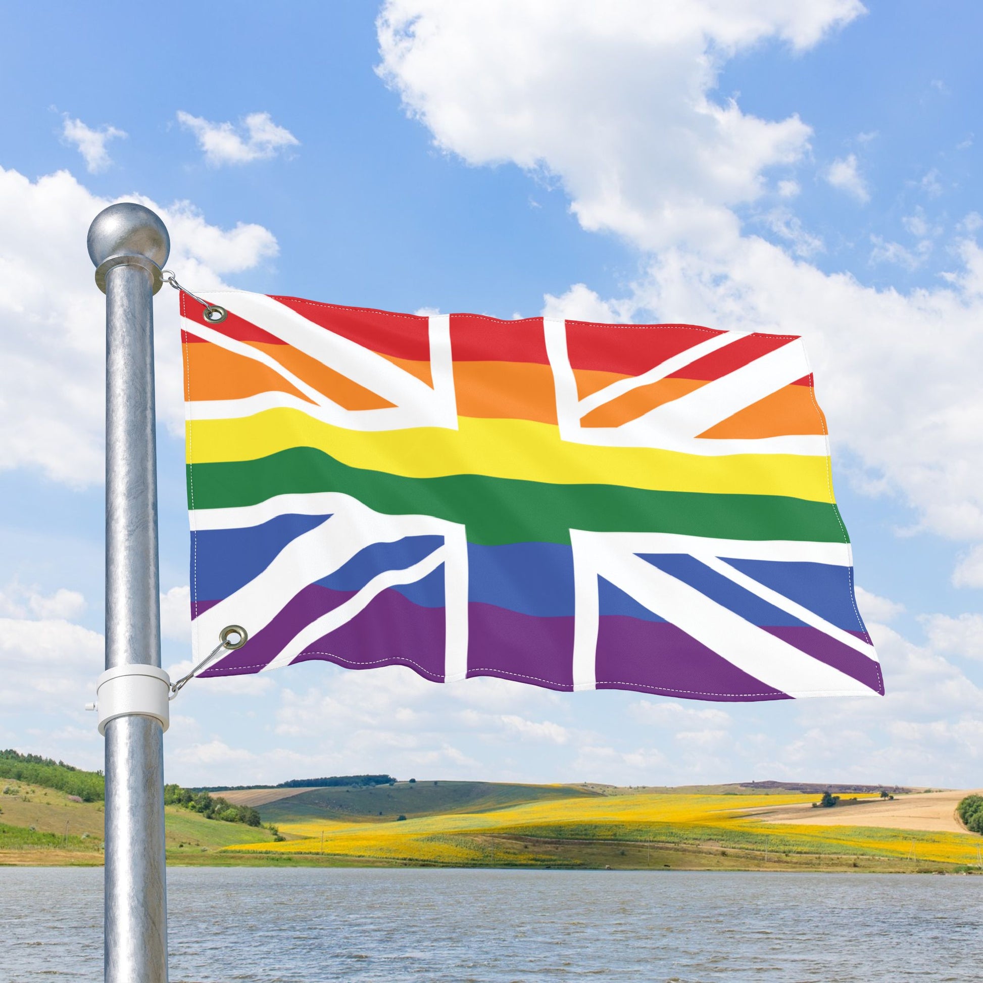 UK Rainbow Pride Flag with Grommets