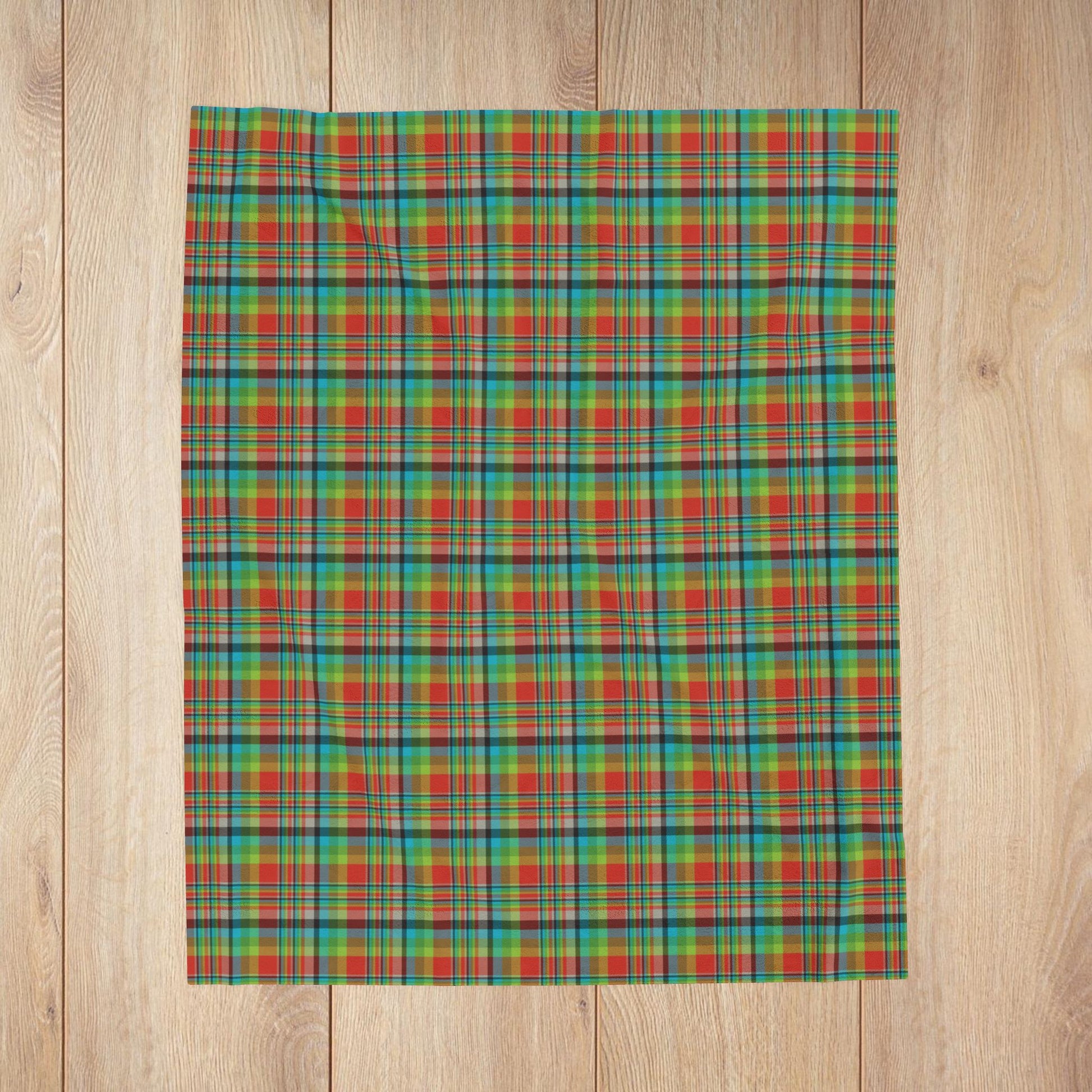 Red, Green & Blue Ohio Plaid Velveteen Plush Blanket