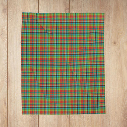 Red, Green & Blue Ohio Plaid Velveteen Plush Blanket