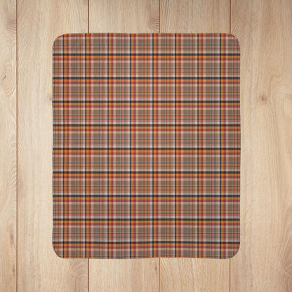 Brown, Red & Orange Ohio Plaid Fleece Sherpa Blanket