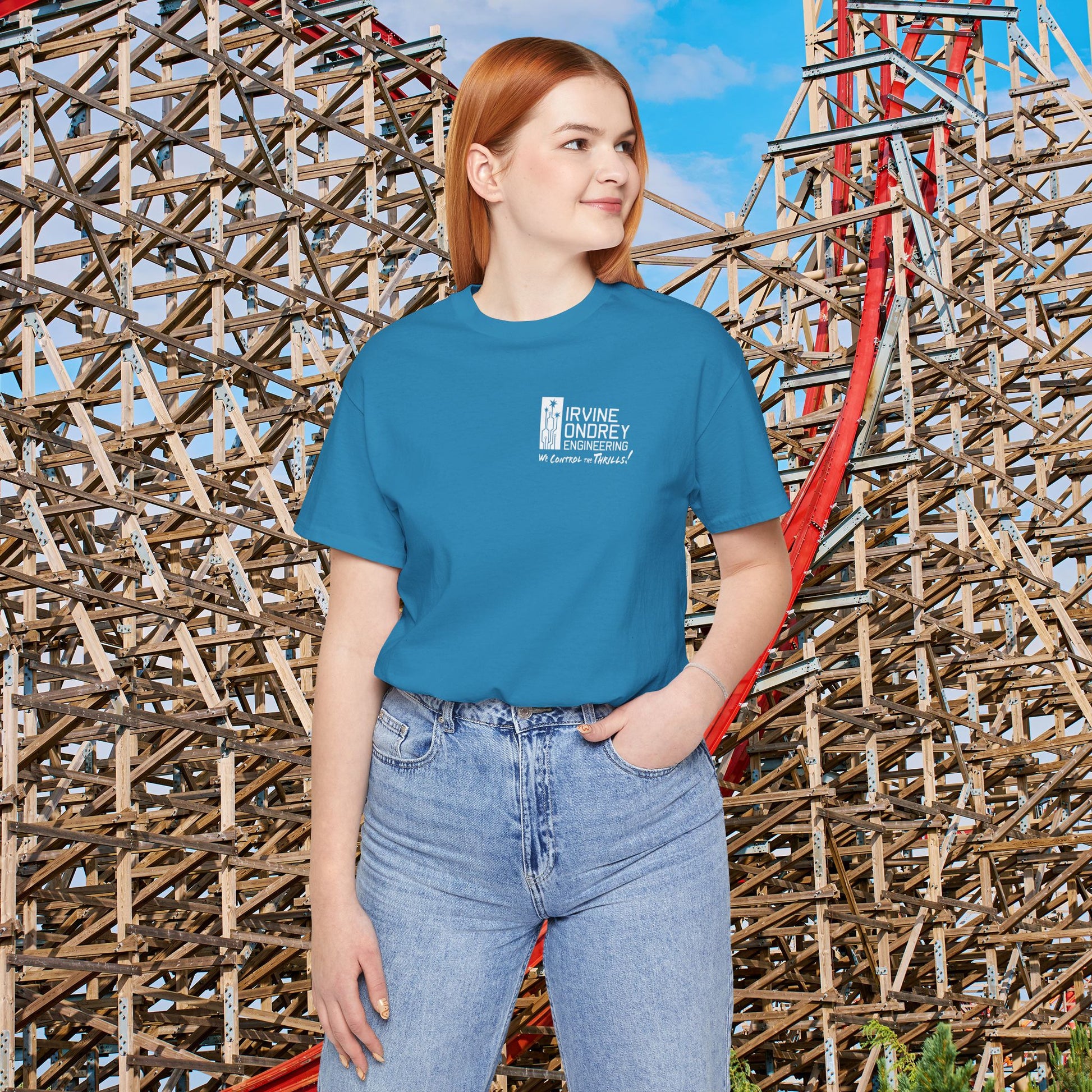 I Just Wanna Play Pickleball & Ride Roller Coasters Tee (BACK graphic) • Irvine Ondrey Engineering