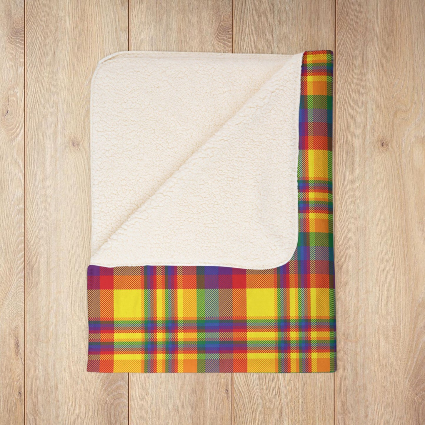 Rainbow Pride Plaid Fleece Sherpa Blanket