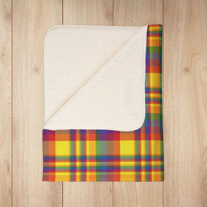 Rainbow Pride Plaid Fleece Sherpa Blanket