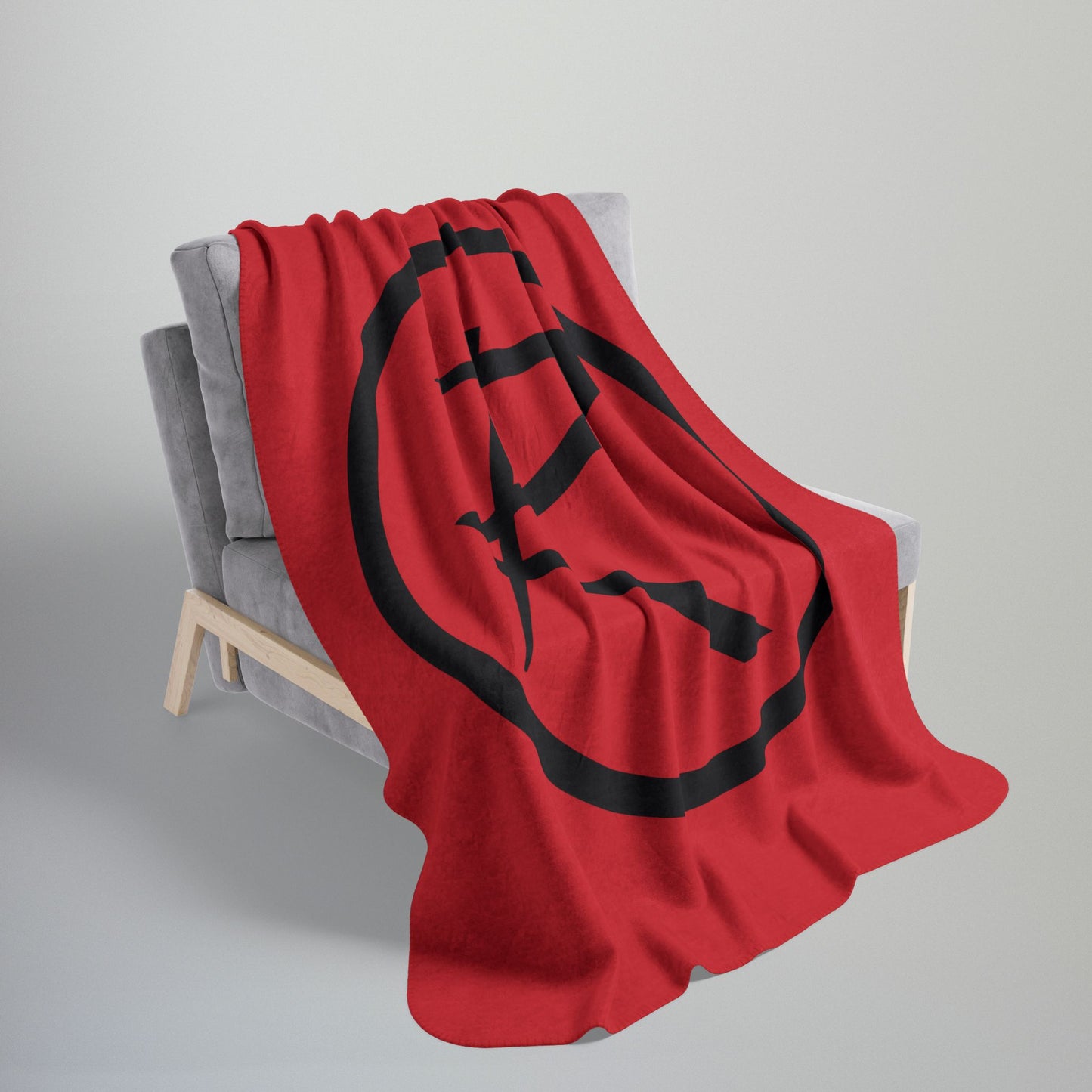 Rambler Black Logo Red Fleece Sherpa Blanket