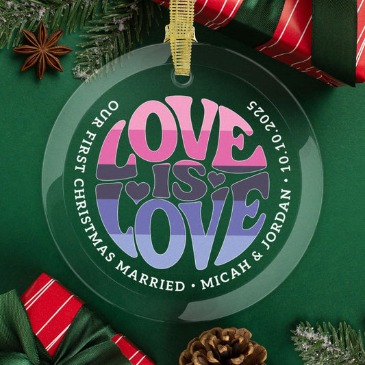1 pc Round One Size Custom Glass Love is Love Omnisexual Pride 3.5" Circle Ornaments