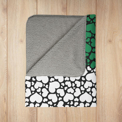 Mali Flag Hearts Fleece Sherpa Blanket