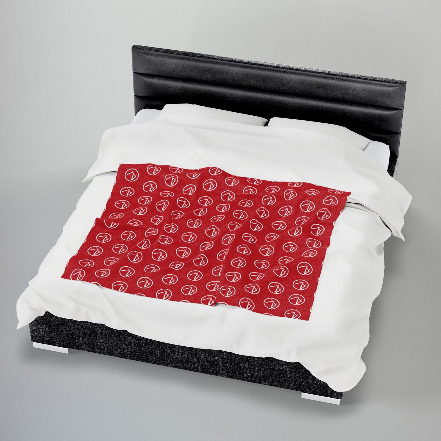 White Rambler Logo Red Velveteen Plush Blanket