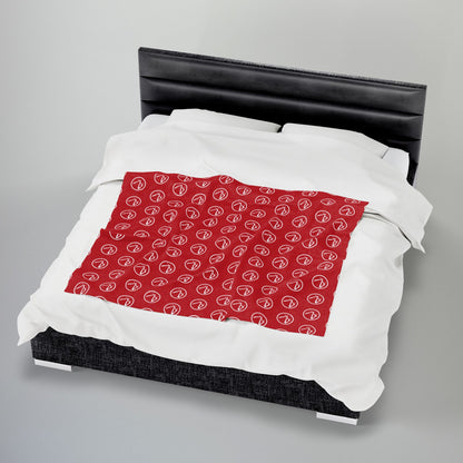 White Rambler Logo Red Velveteen Plush Blanket