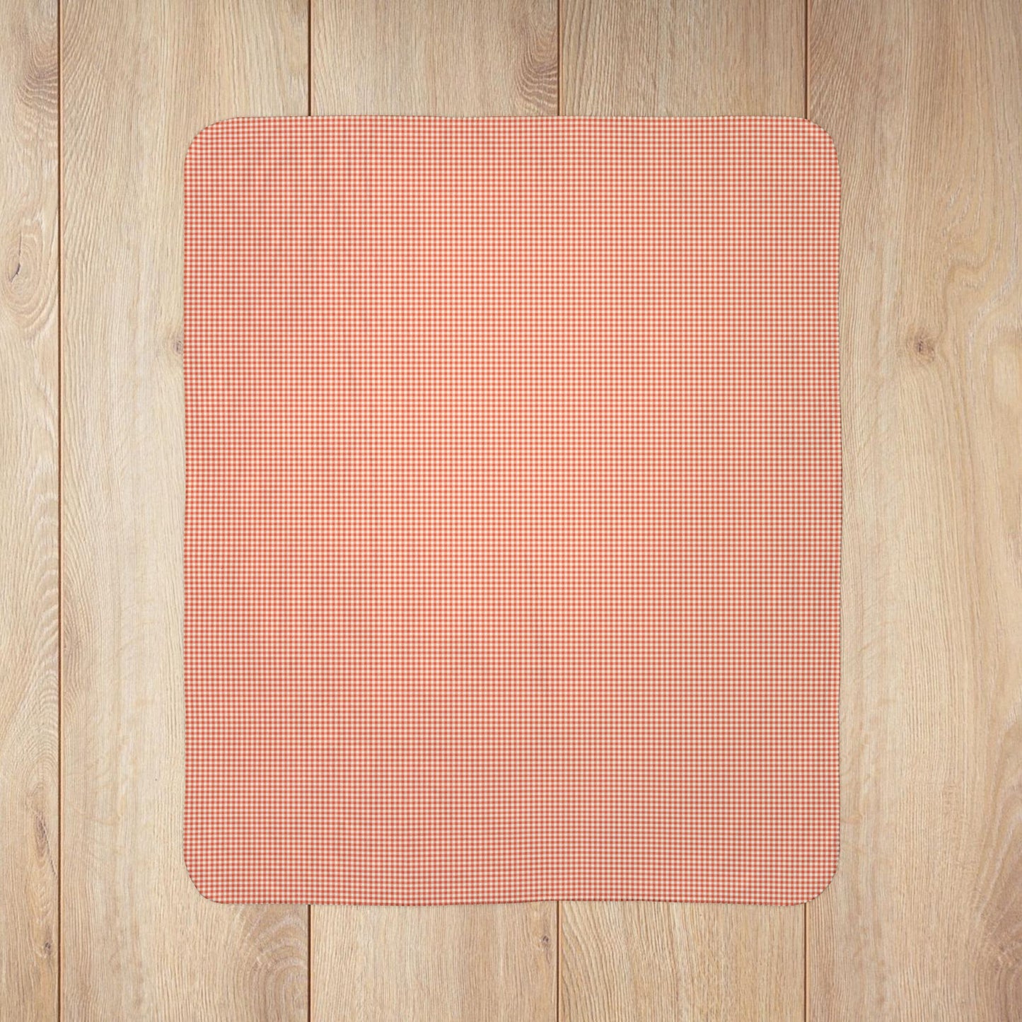 Persimmon & Cream Gingham Fleece Sherpa Blanket