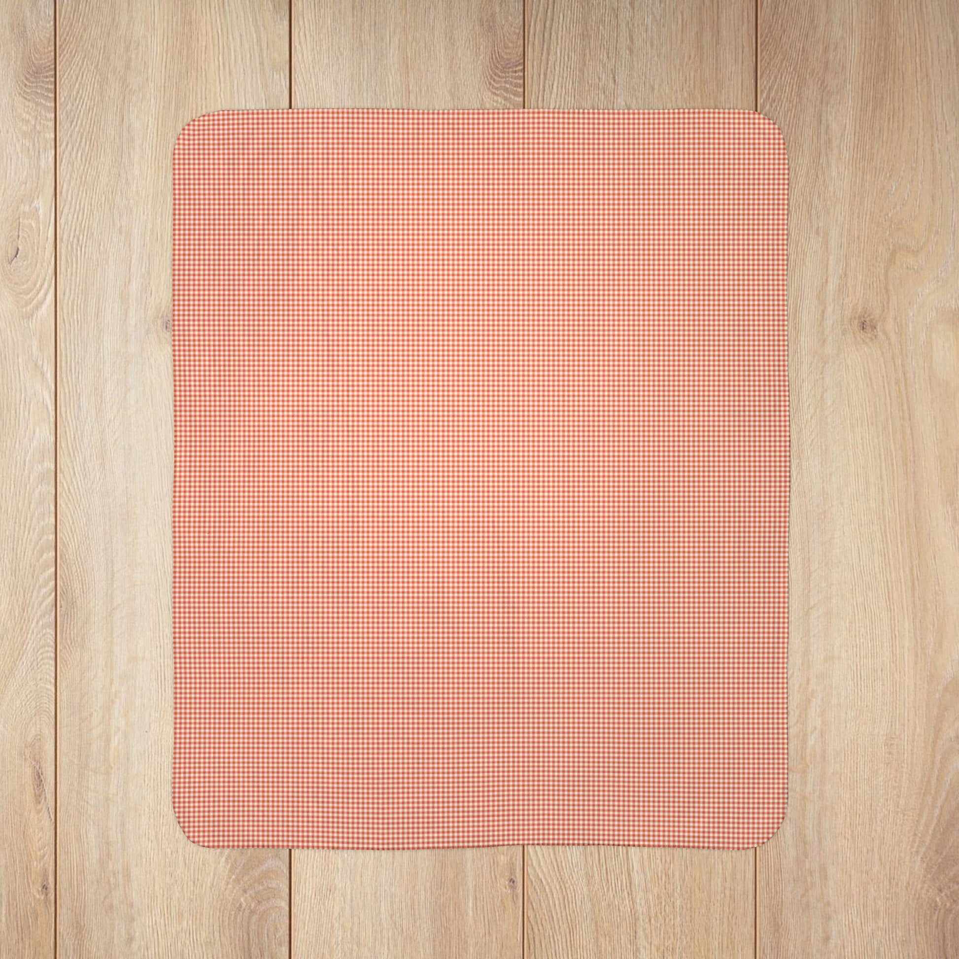 Persimmon & Cream Gingham Fleece Sherpa Blanket