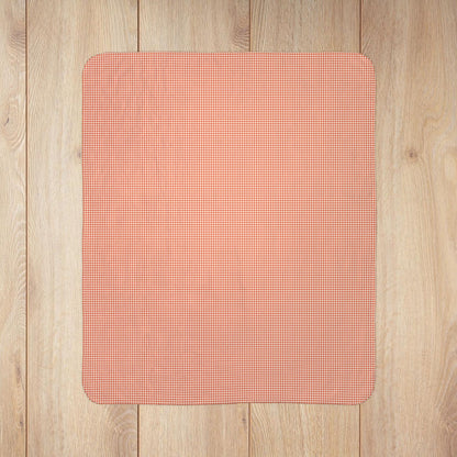 Persimmon & Cream Gingham Fleece Sherpa Blanket