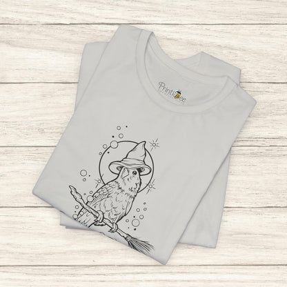 Lovebird Witch on a Broom, Line Art Tee