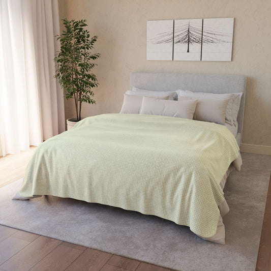 60" × 80" Beige Light Green & Cream Gingham Fleece Sherpa Blanket