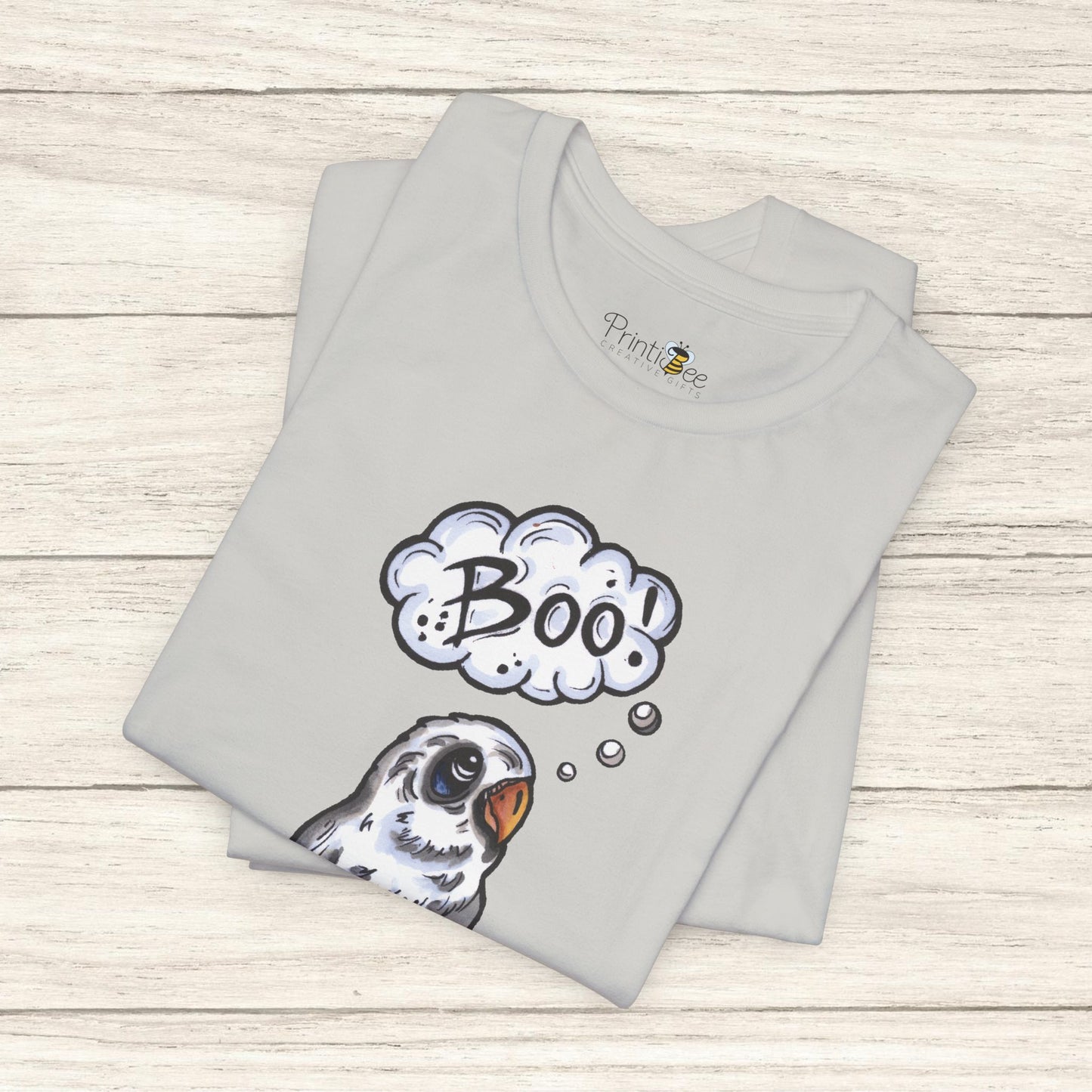 Ghost Lovebird Boo! Hand-Drawn & Hand-Colored Tee