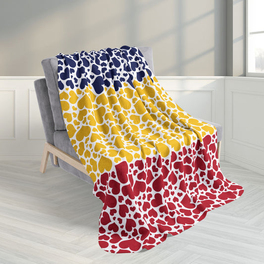 50" × 60" Grey Republic of Chad Flag Hearts Fleece Sherpa Blanket