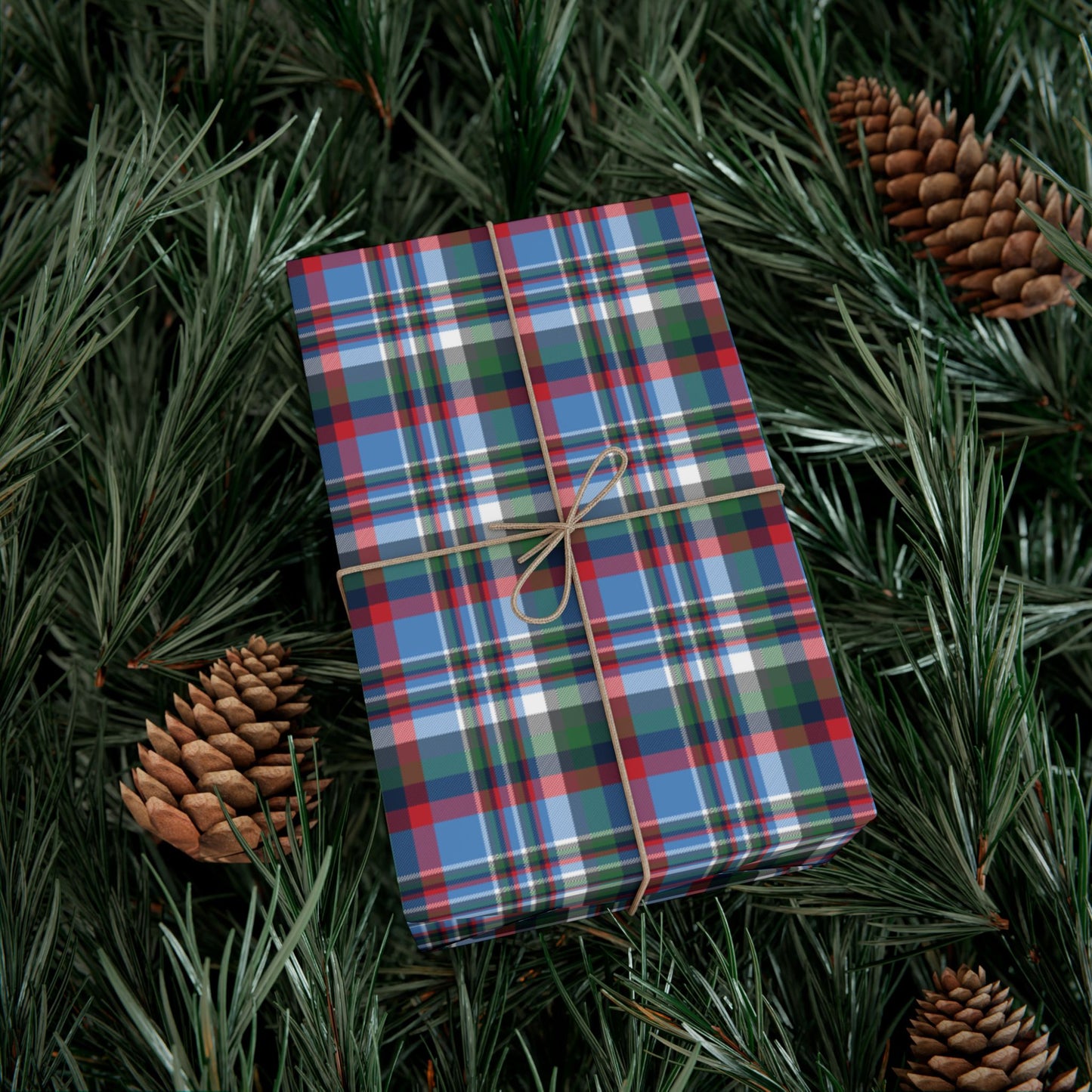 Christmas Navy & Light Blue Nashville TN Plaid Gift Wrapping Paper Roll