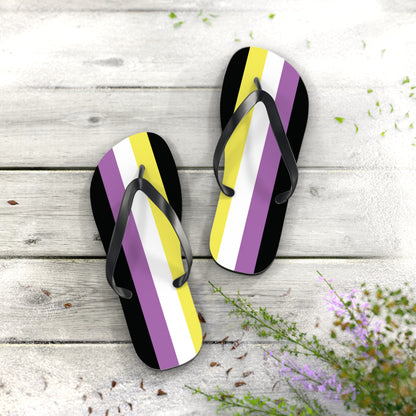 L Black sole Anonbinary Pride Flip Flops
