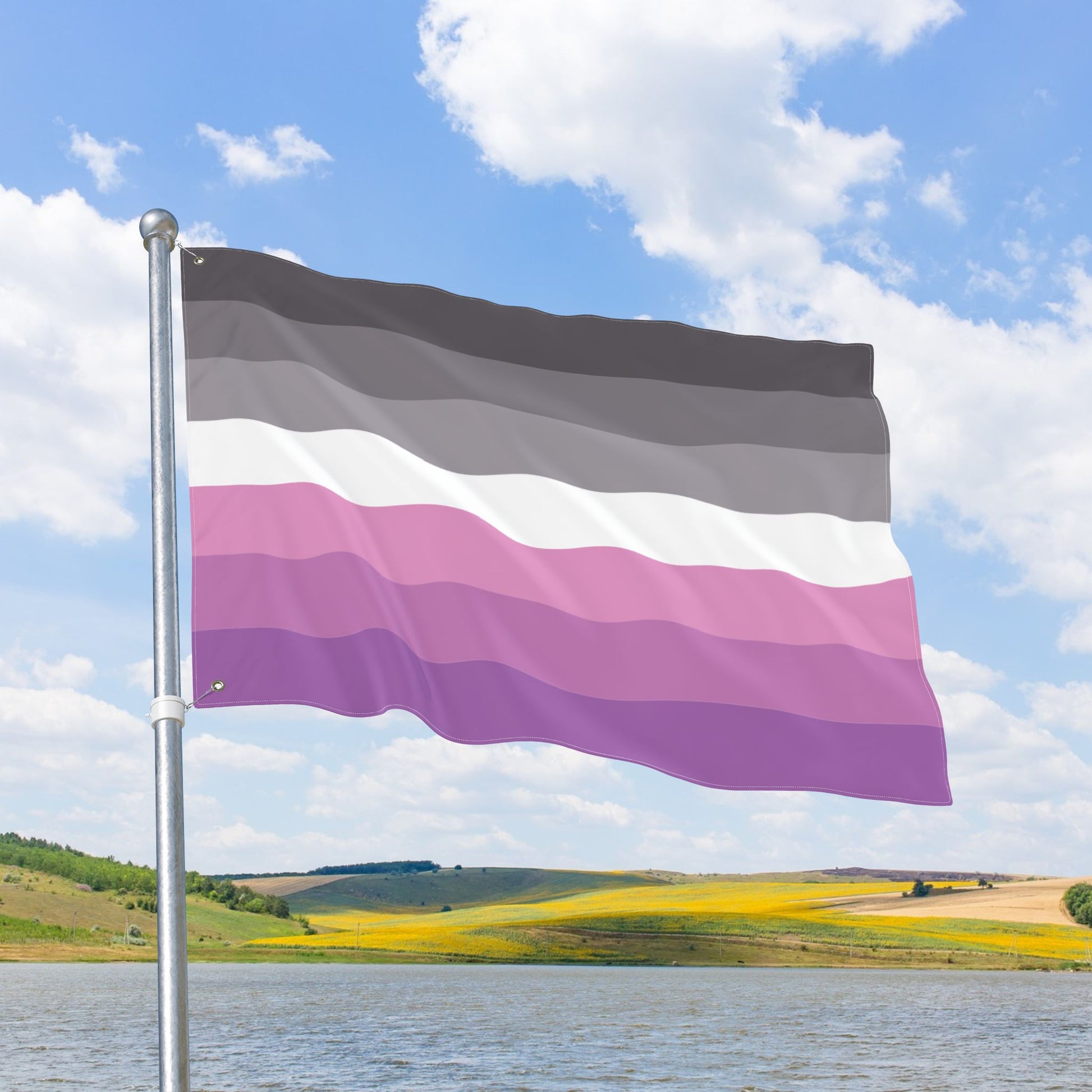 Petalsexual Grey Double-Sided Pride Flag with Grommets