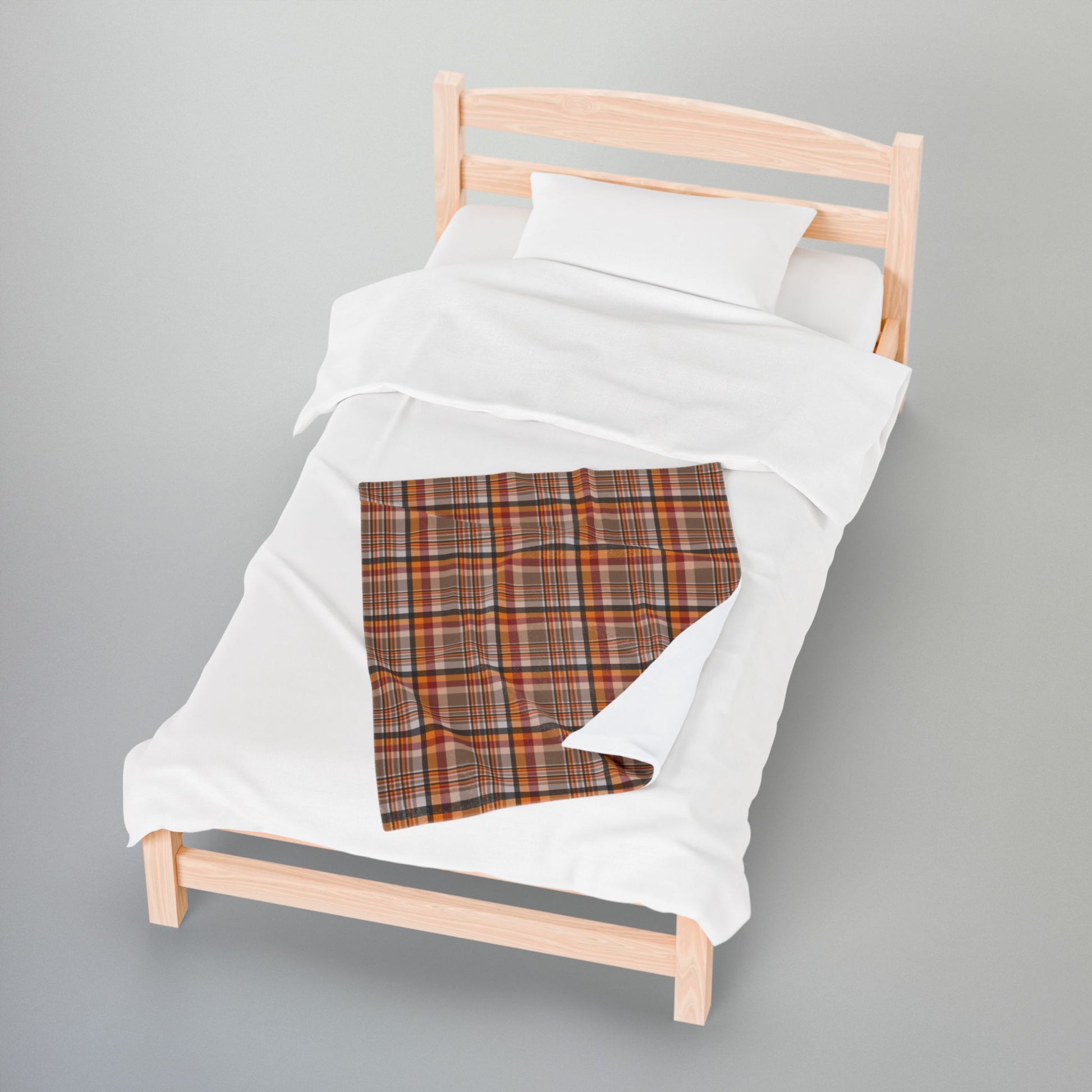 Brown, Red & Orange Ohio Plaid Velveteen Plush Blanket