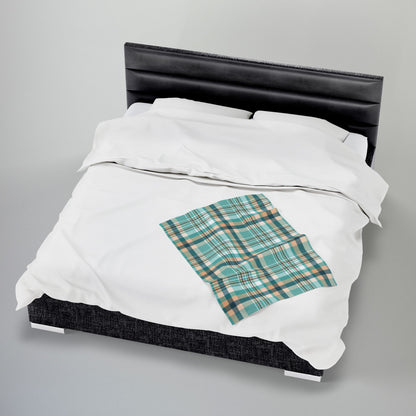 Coastal Shores Plaid Velveteen Plush Blanket