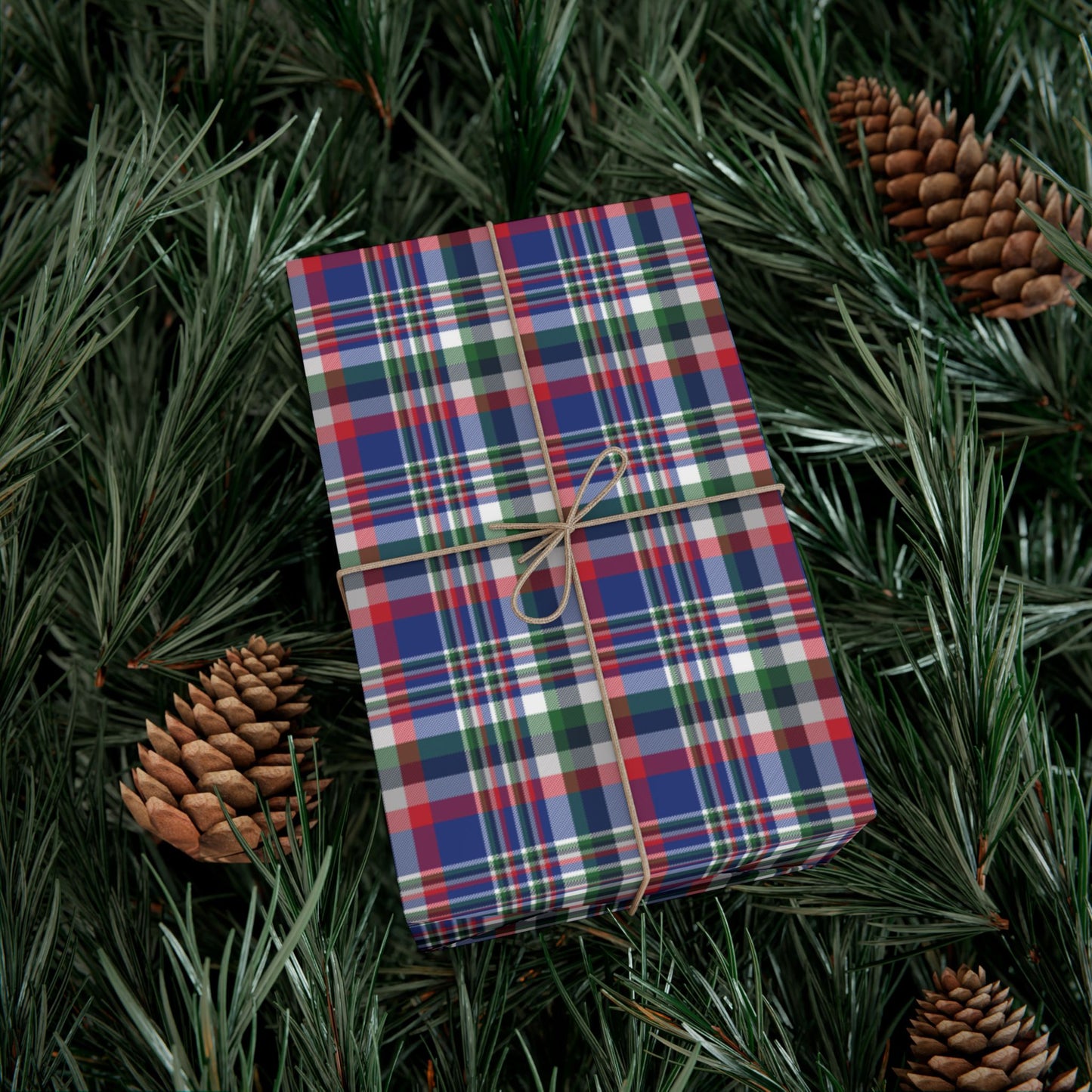 Christmas Blue & Red Buffalo NY Plaid Gift Wrapping Paper Roll