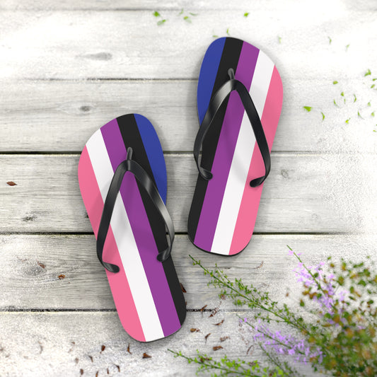 XL Black sole Genderfluid Pride Flip Flops