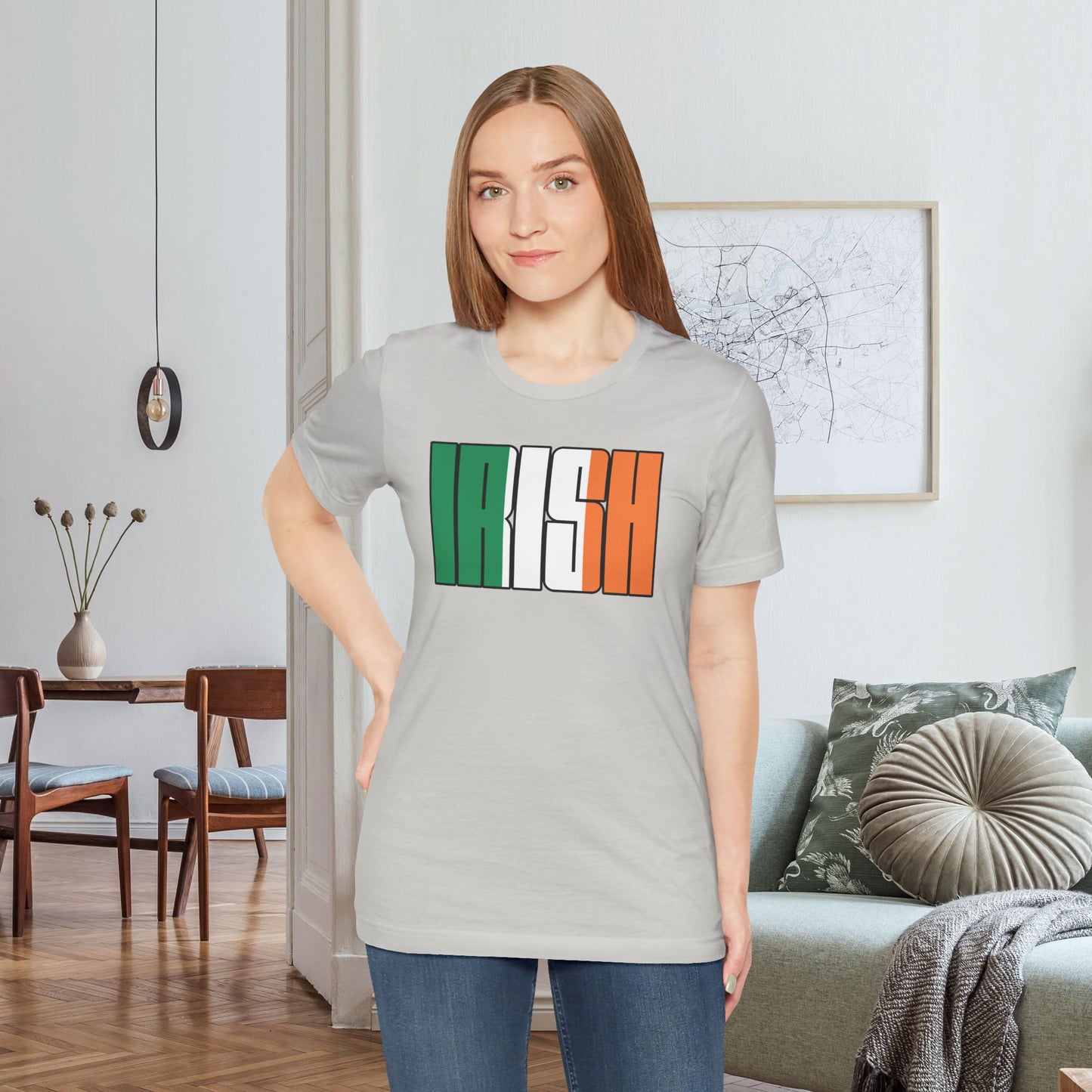 Silver Irish Tee, Ireland Flag Shirt