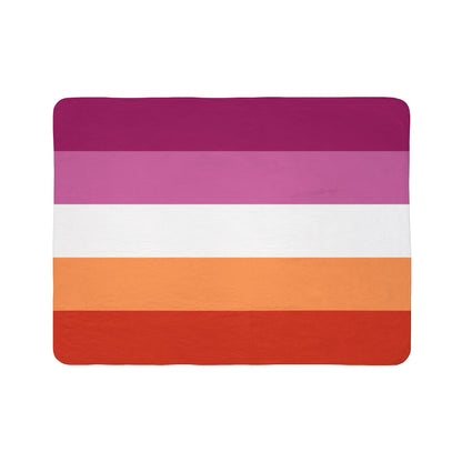 Lesbian Sunset Pride Flag Fleece Sherpa Blanket