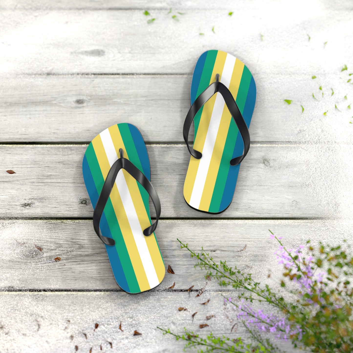 S Black sole Non-Binary Man Pride Flip Flops